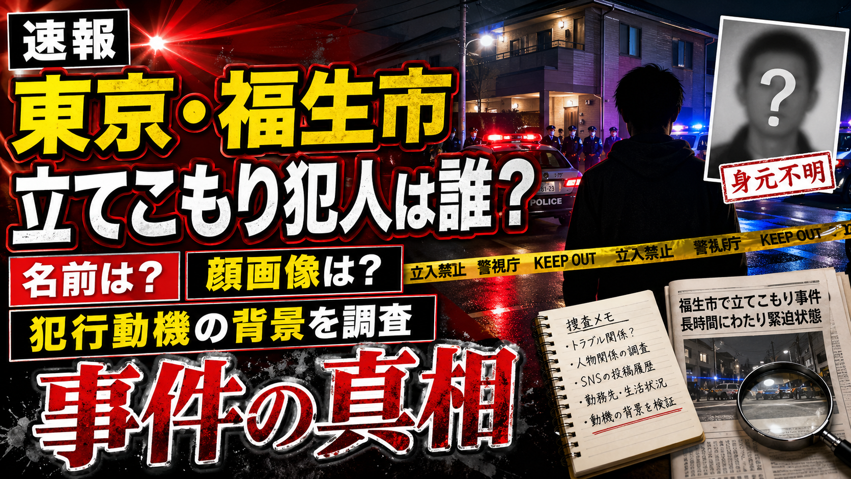 【東京福生】立てこもり犯人は誰？名前や顔画像犯行動機の背景を調査！
