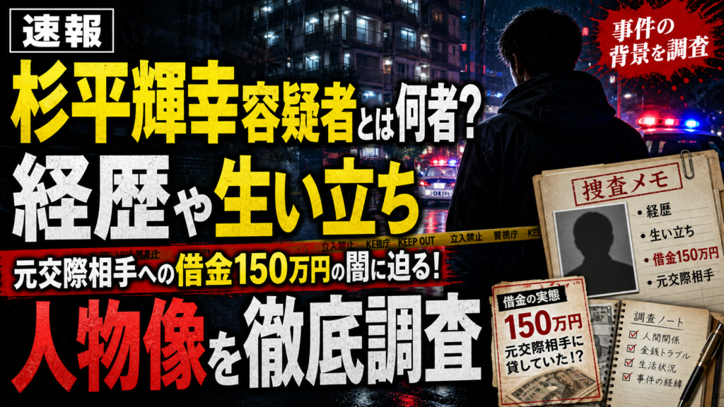 杉平輝幸容疑者とは何者？経歴や生い立ち・元交際相手への借金150万円の闇に迫る!